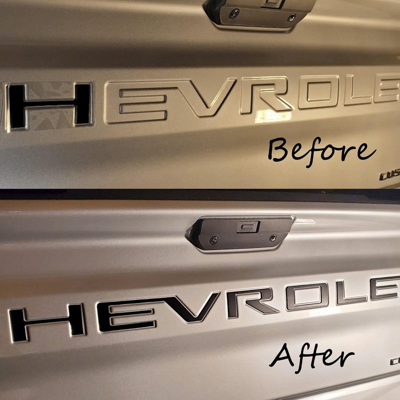 Texflic Tailgate Insert Letters Compatible with Chevy Silverado 2019 2020 2021 2022 2023 2024 2025 Accessories 3D Rear Emblems Badge with Strong Adhesive Matte Black - Image 3